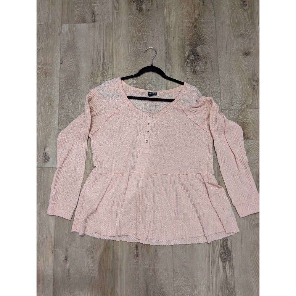 Torrid Pink Peplum Long Sleeve Thermal Size 1XL